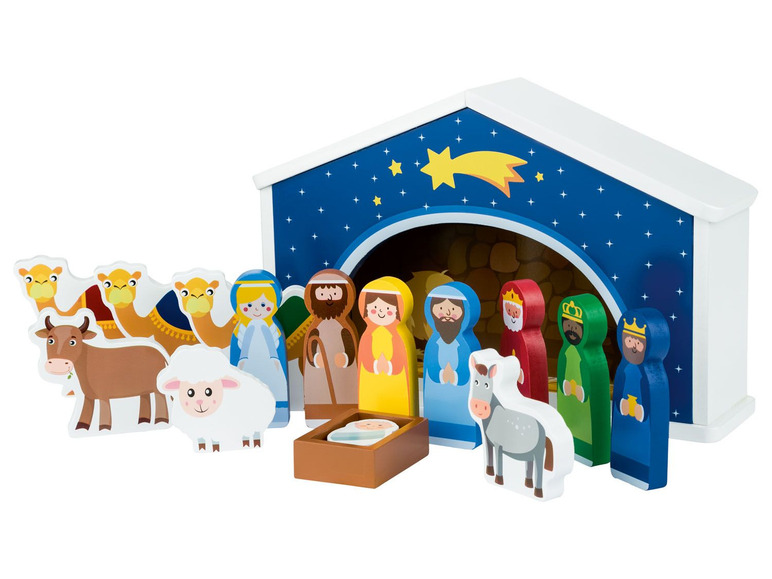 Houten spel kerststal