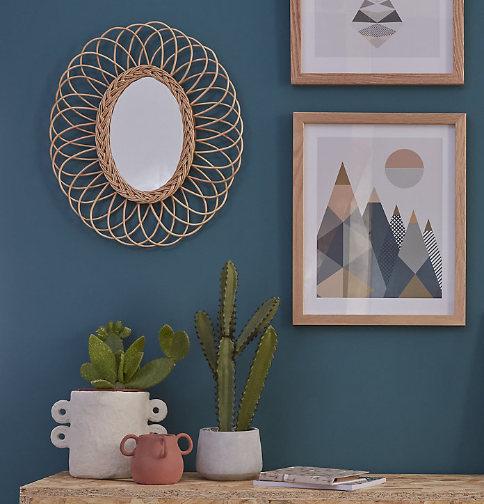 Miroir ovale rotin naturel l.50 x H.58 cm