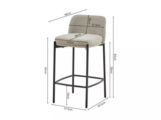 Chaise de comptoir ELISE – Couleur sable – Pieds en métal – Hauteur 85 cm – Style moderne