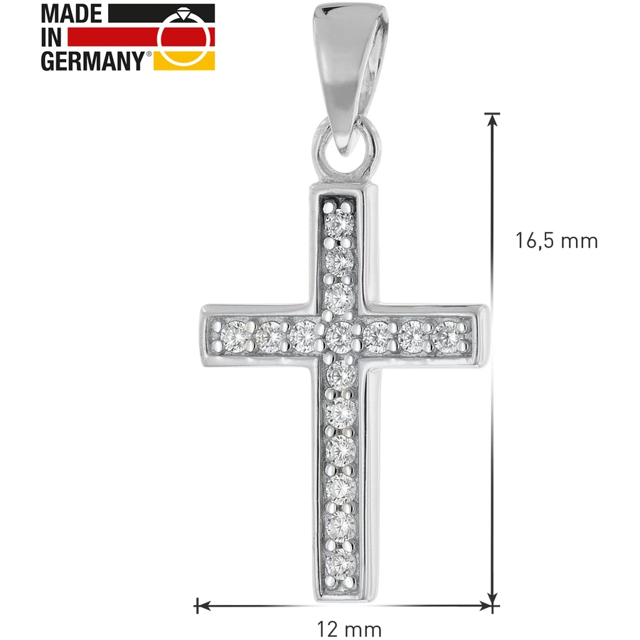 trendor Kreuz-Anhänger für Mädchen Weißgold 585  14K an Silberkette silver