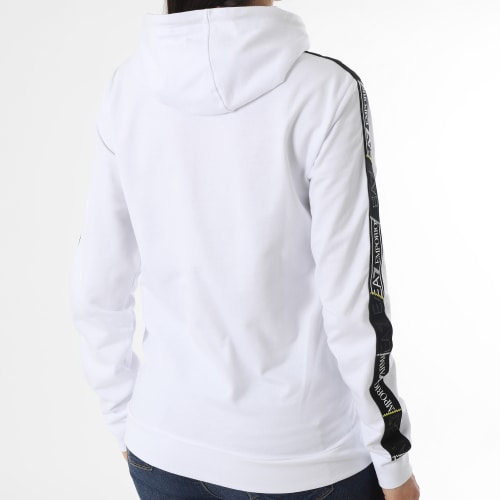 Sweat Capuche Zippé A Bandes Femme 3RPM09 Blanc