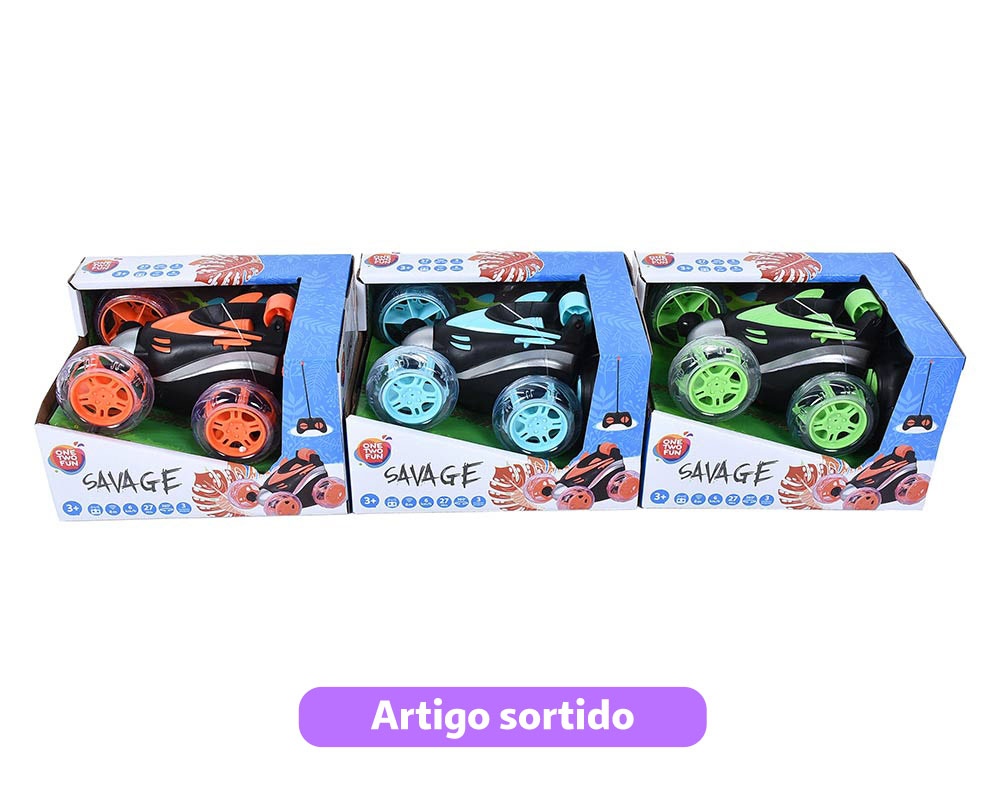 CARRO TELECOMANDADO SAVAGE ONE TWO FUN 360 COM LUZ MODELOS SORTIDOS