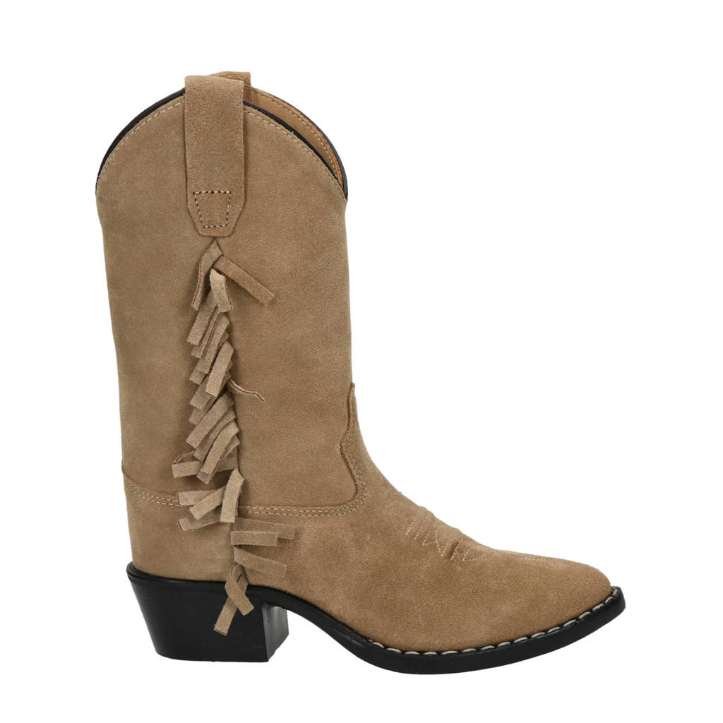 Bootstock suède cowboylaarzen met franjes beige