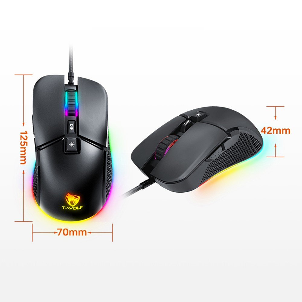 Optische Kabelgebundene Gaming Maus 7200 DPI mit RGB LED - Schwarz