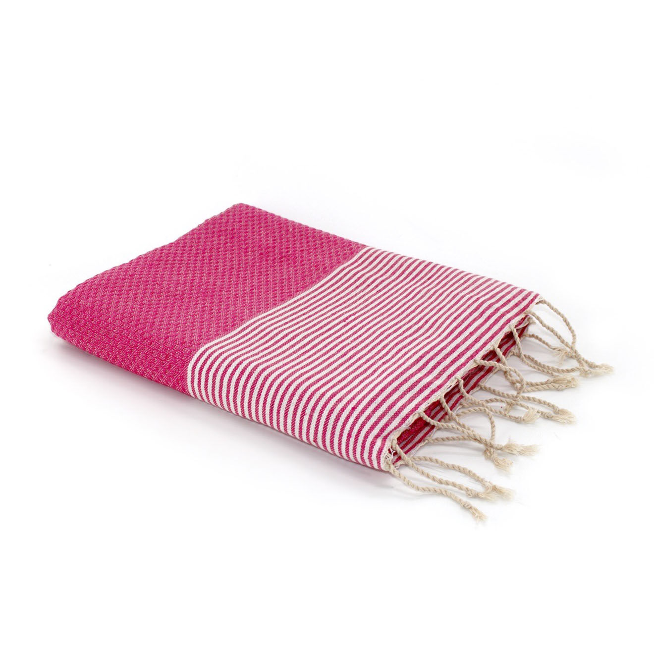 Febronie Fouta Nid d'Abeille Ibiza rose fuschia/blanc - 100x200 cm