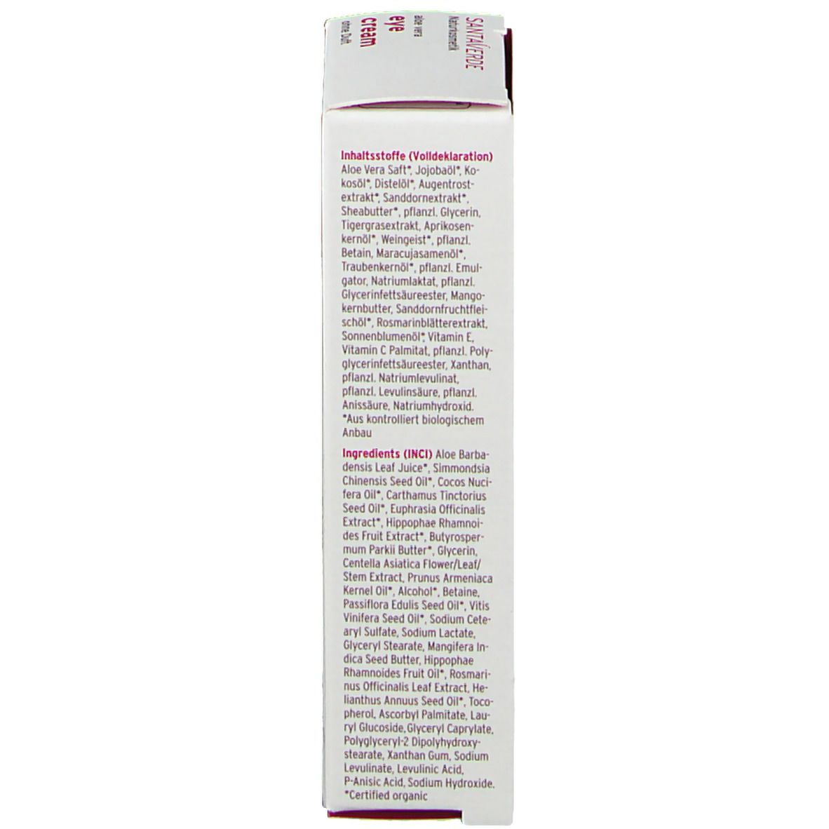SANTAVERDE Aloe Vera Augencreme ohne Duft