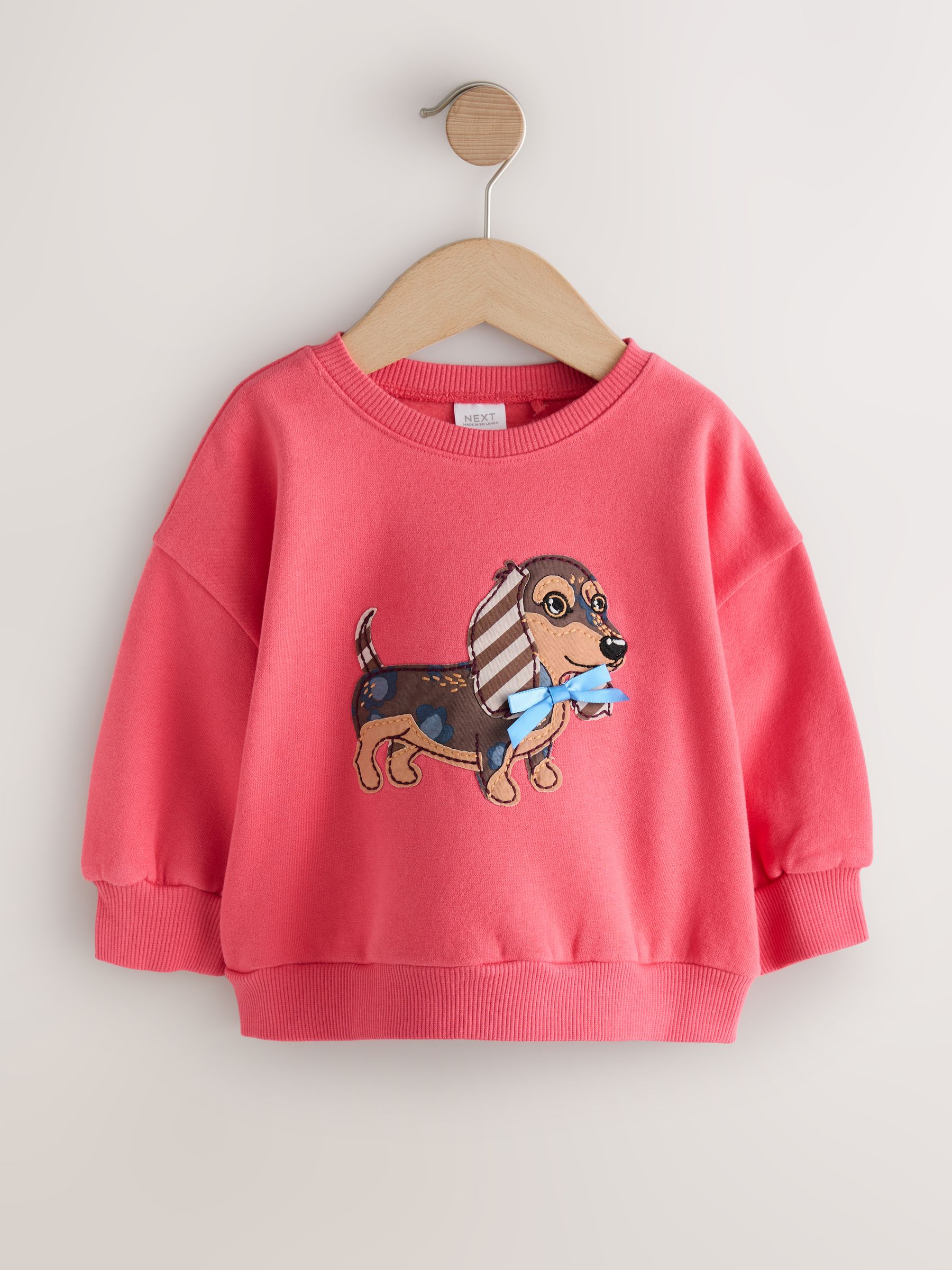 Rood met hond - Sweatshirt met ronde hals (3 mnd-7 jr)