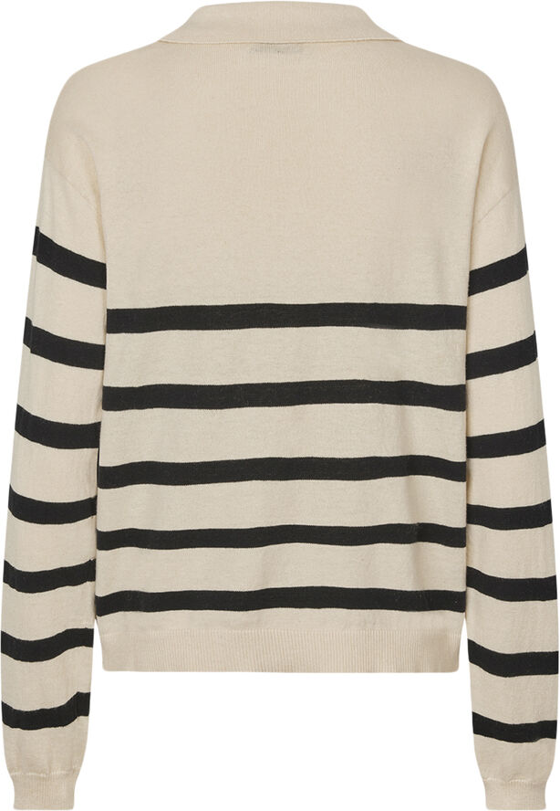 Modström IvoryMD stripe v-neck Black summer sand stripe