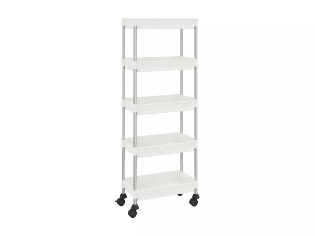 Chariot de cuisine 5 niveaux Blanc 42x29x128 cm Fer et ABS