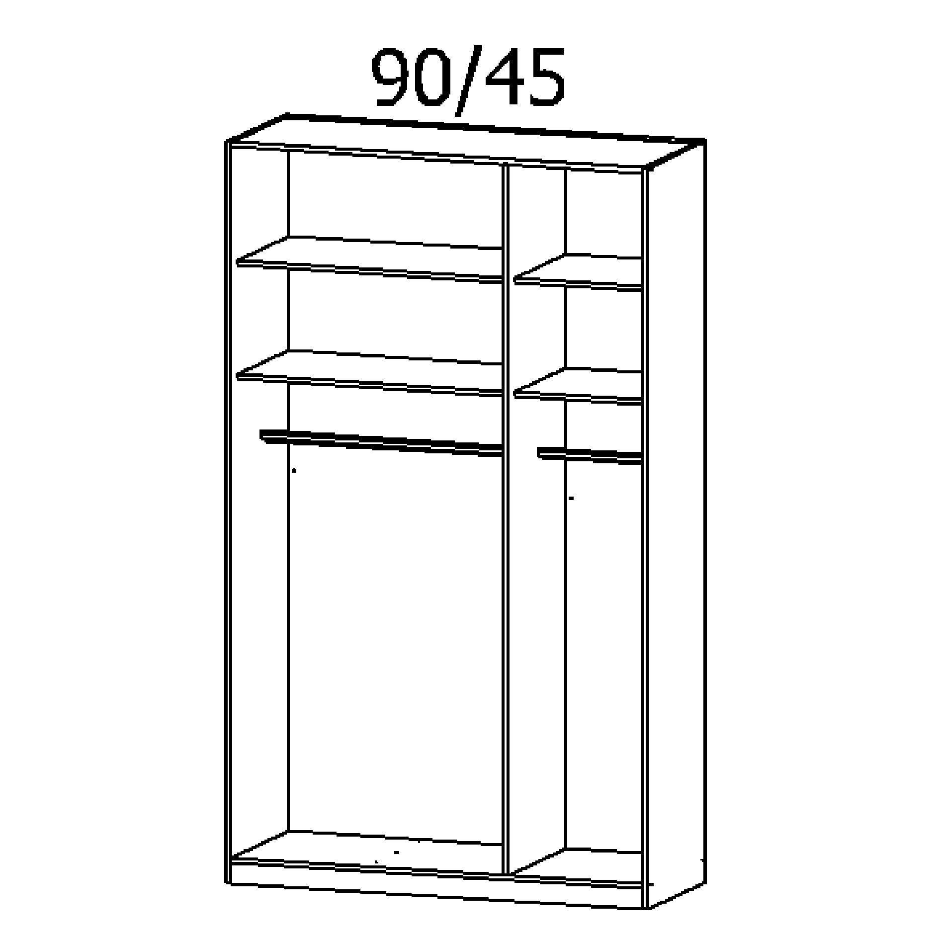 Drehtürenschrank - seidengrau - Glasfronten - 3-türig - 136x229 cm