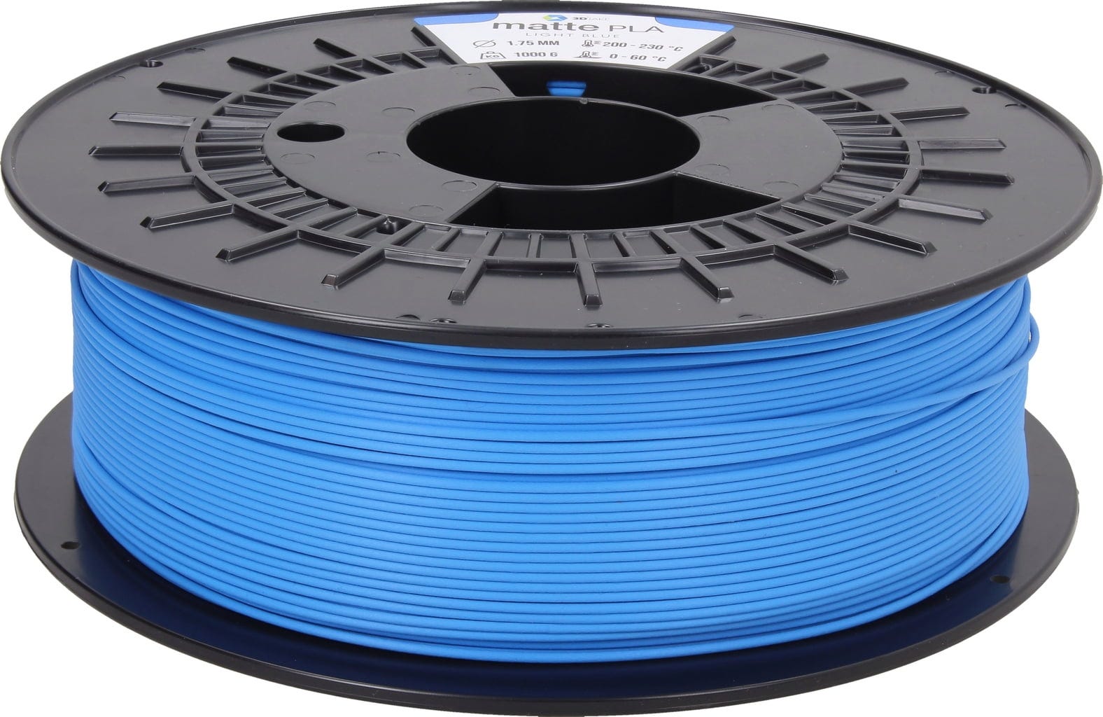 3DJAKE  mattePLA Hellblau, 1,75 mm / 1000 g    Leicht zu druckendes PLA mit mattem Finish in Hellblau