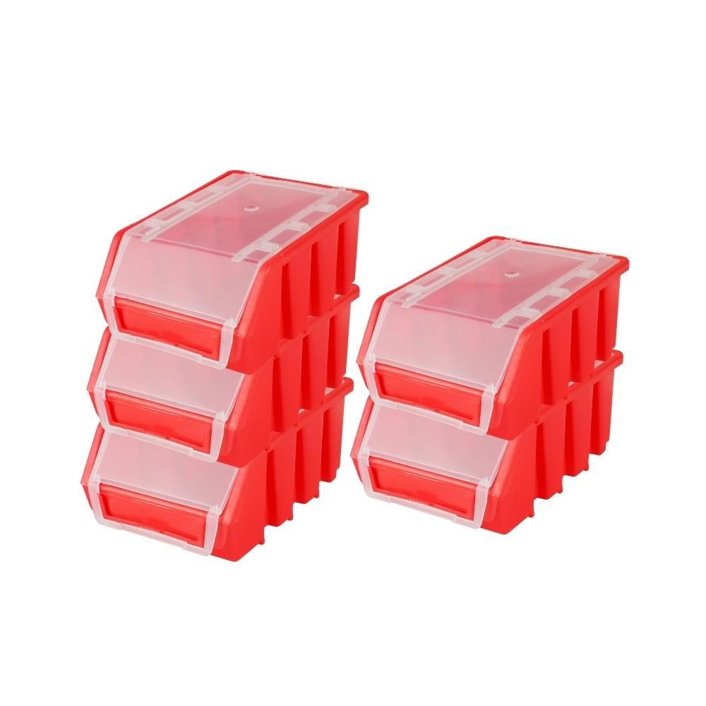 PROREGAL SuperSaver Set 5x Opbergdoos 2 met deksel HxBxD 7,5 x 11,6 x 16,1 cm Polypropyleen Rood