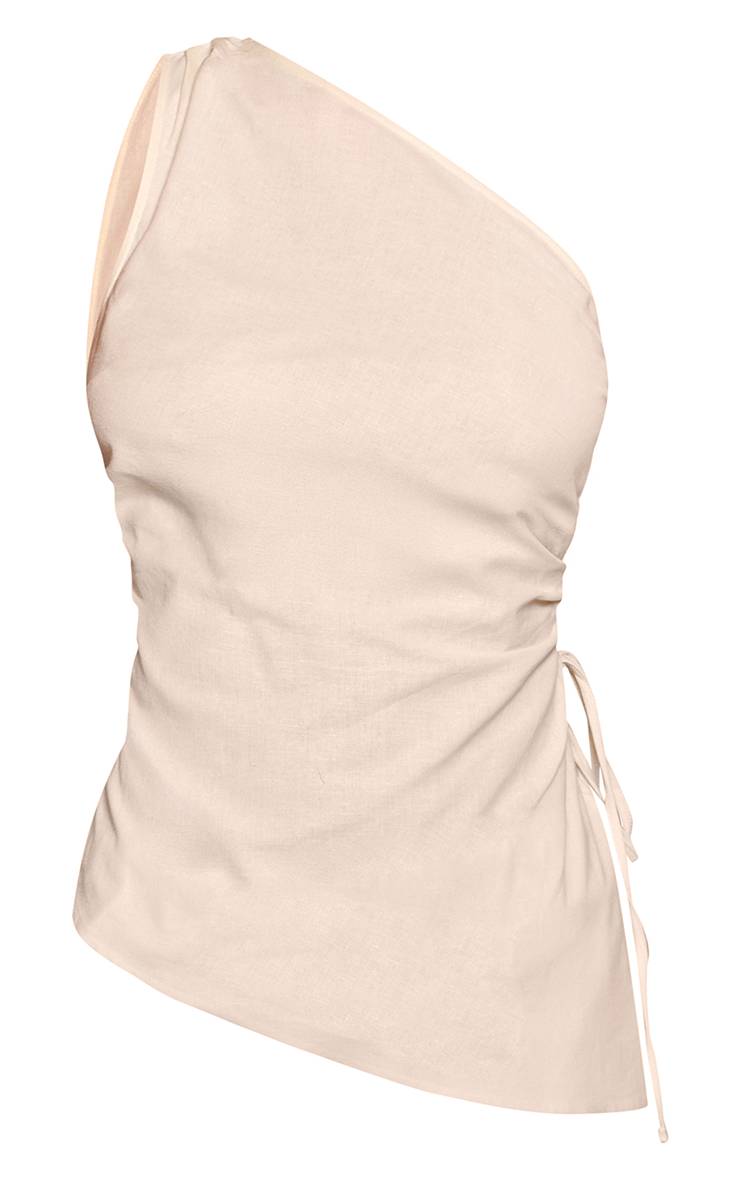 Citron Haut Asymétrique Froncé En Mélange Coton Lin