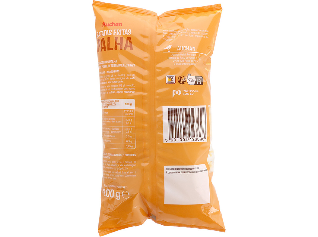 BATATAS FRITAS AUCHAN PALHA 200 G