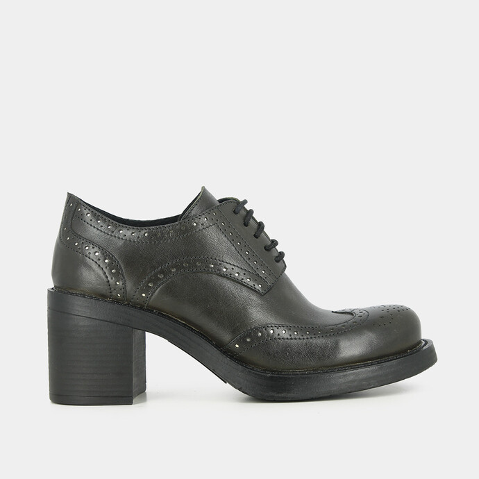 Derbies à talons  en cuir kaki