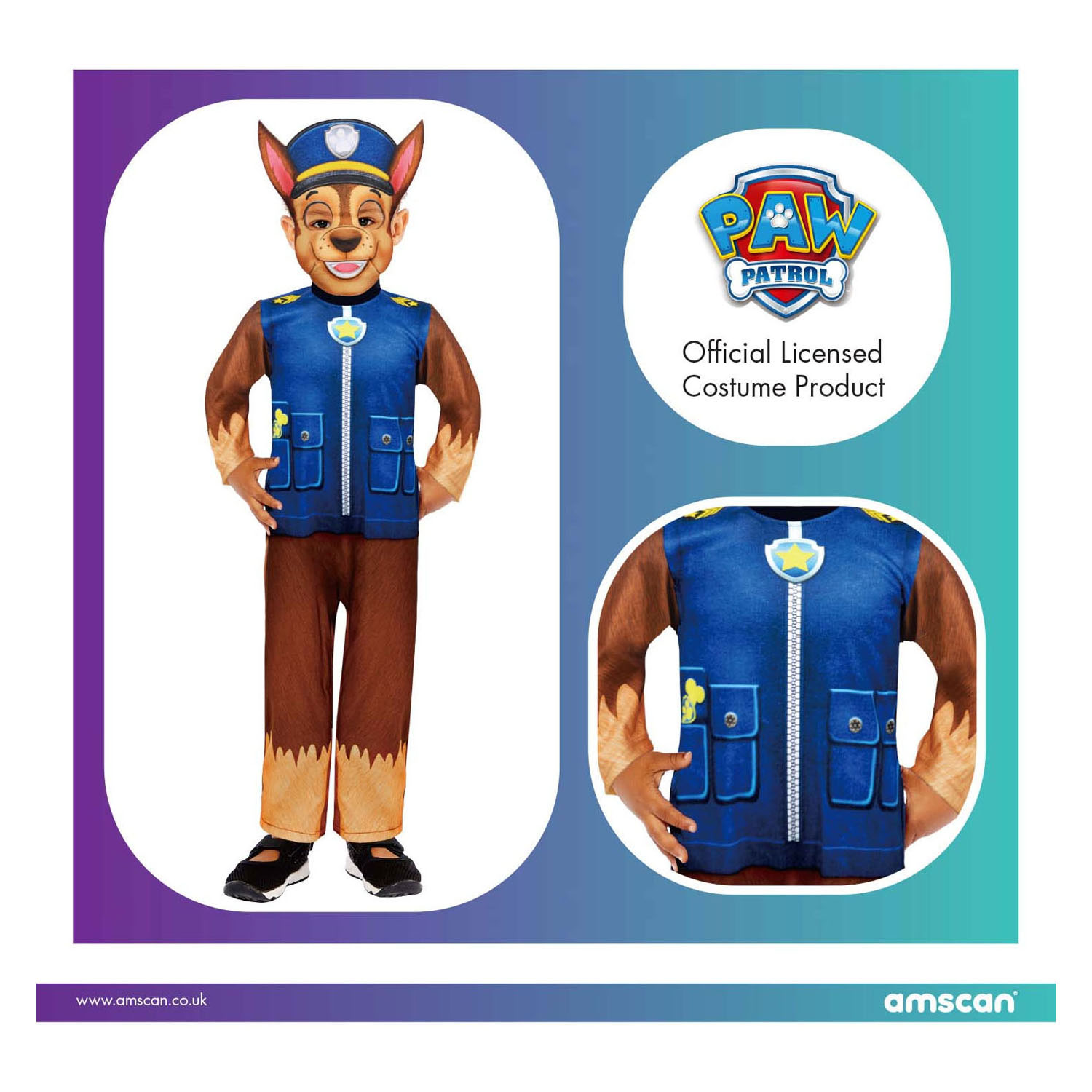 Kinderkostuum PAW Patrol Chase, 4-6 jaar