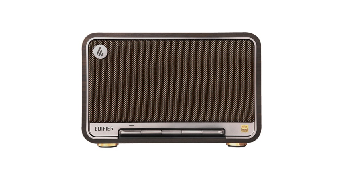 EdifierD32 Draadloze tafelluidspreker  (Donkerbruin/zilver, Bluetooth, Wi-Fi (Apple AirPlay), USB-C, AUX)