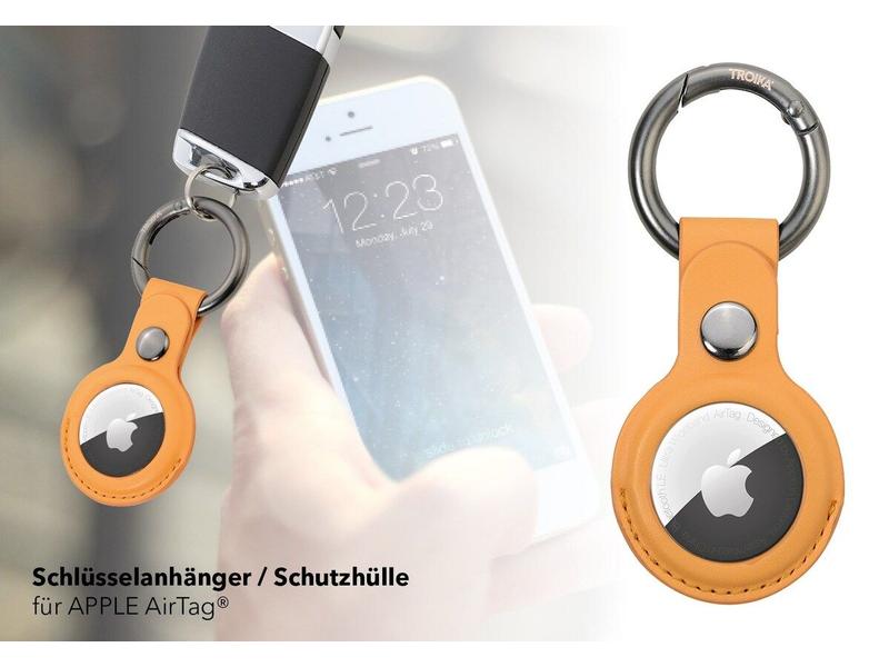 Troika Schlüsselanhänger AirTag Cover Gelb Schutzhülle für Apple Air Tag Ortungsknopf
