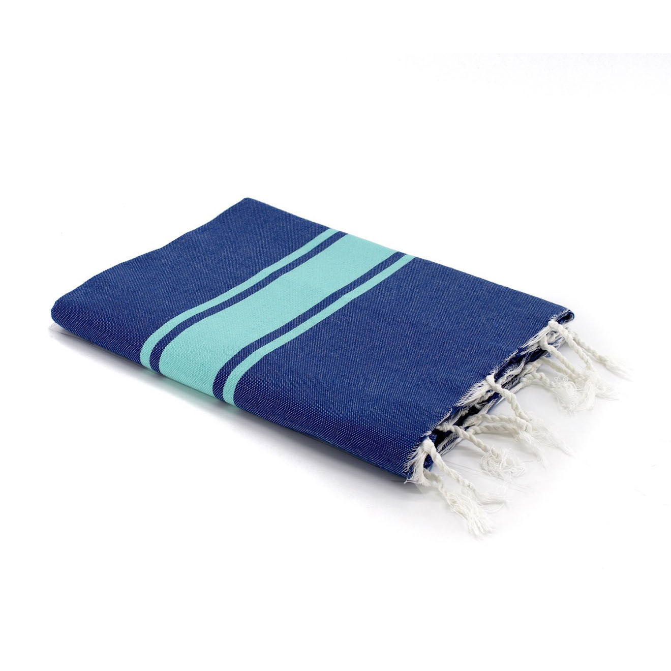 Febronie Fouta Traditionelle St Tropez bleu grec/turquoise - 100x200 cm