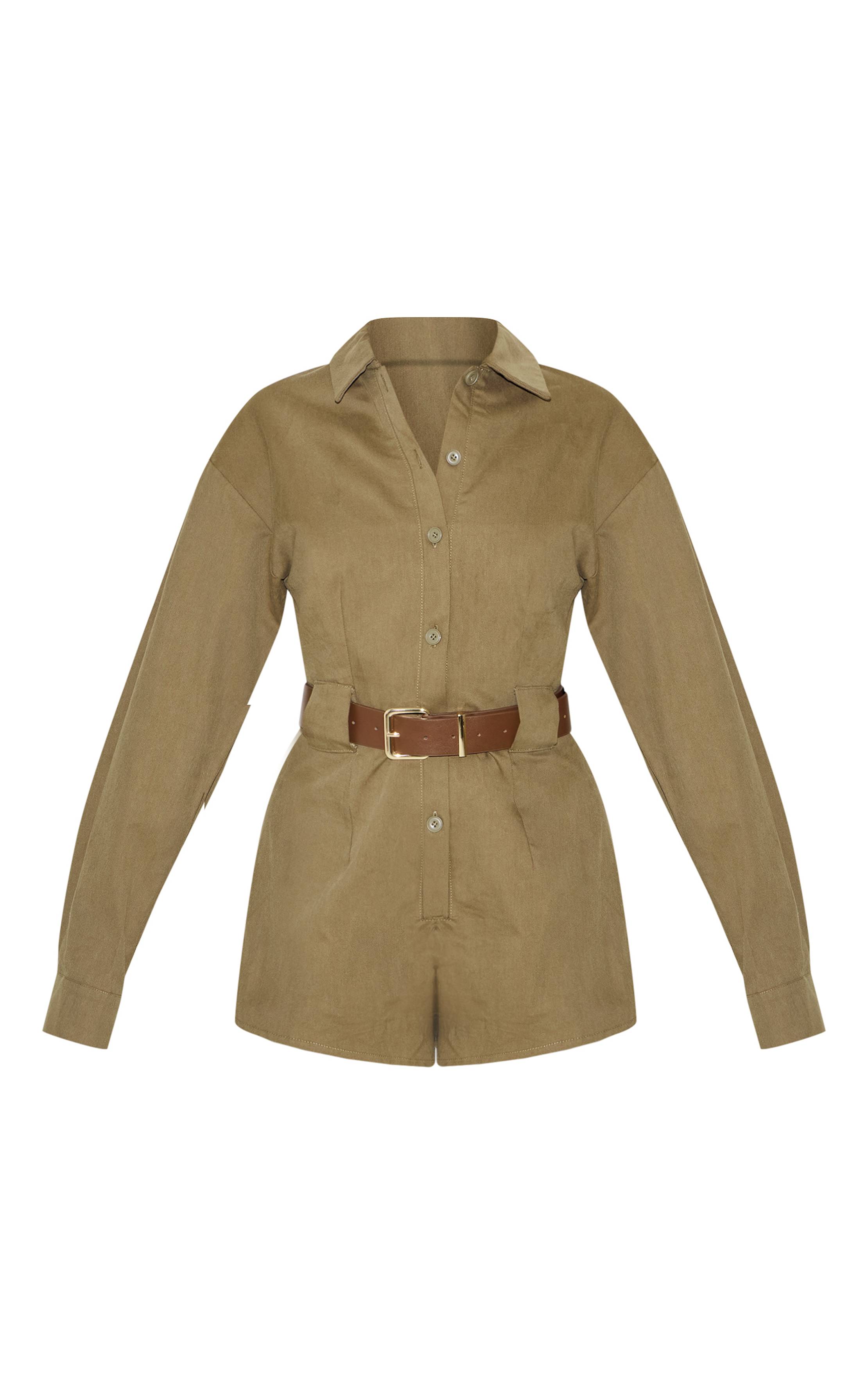 Champignon Combishort Utilitaire Ceinturé En Tissu Tissé