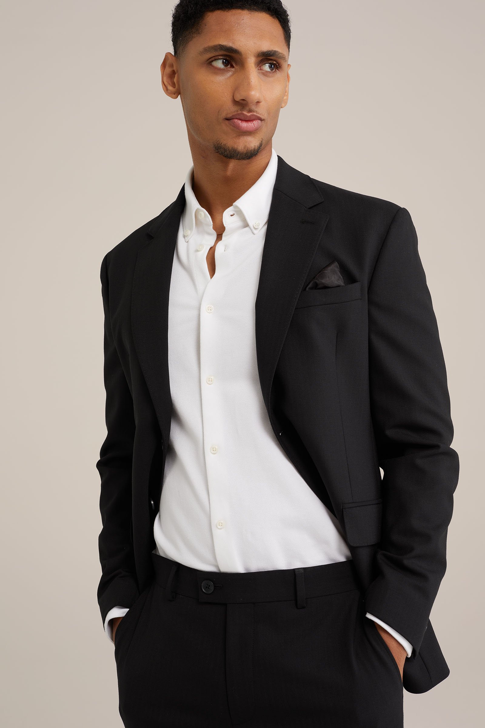premium wol mix blazer met structuur Van Gils Zwart