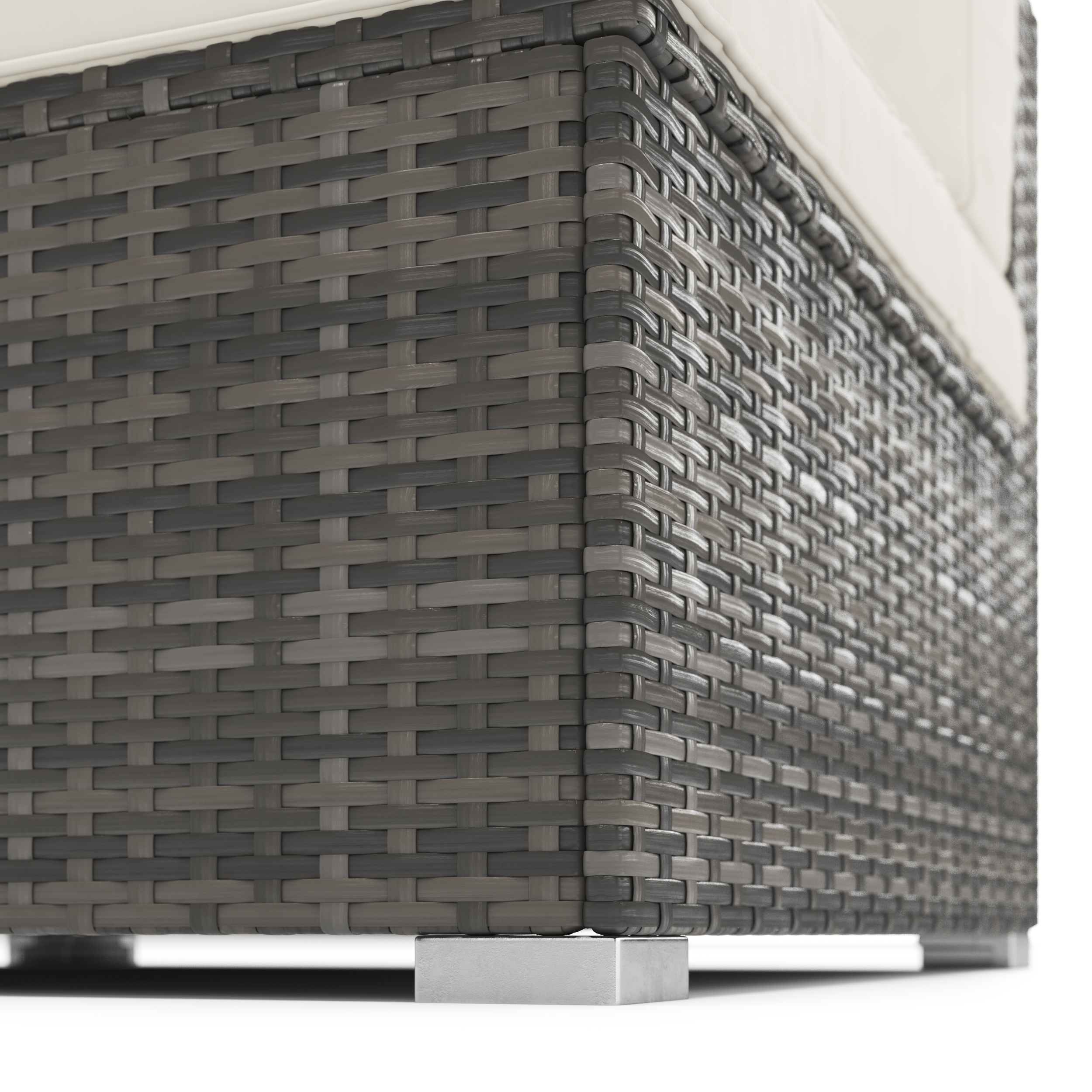 Eckteil Rattanlounge LINDOS grau/weiss