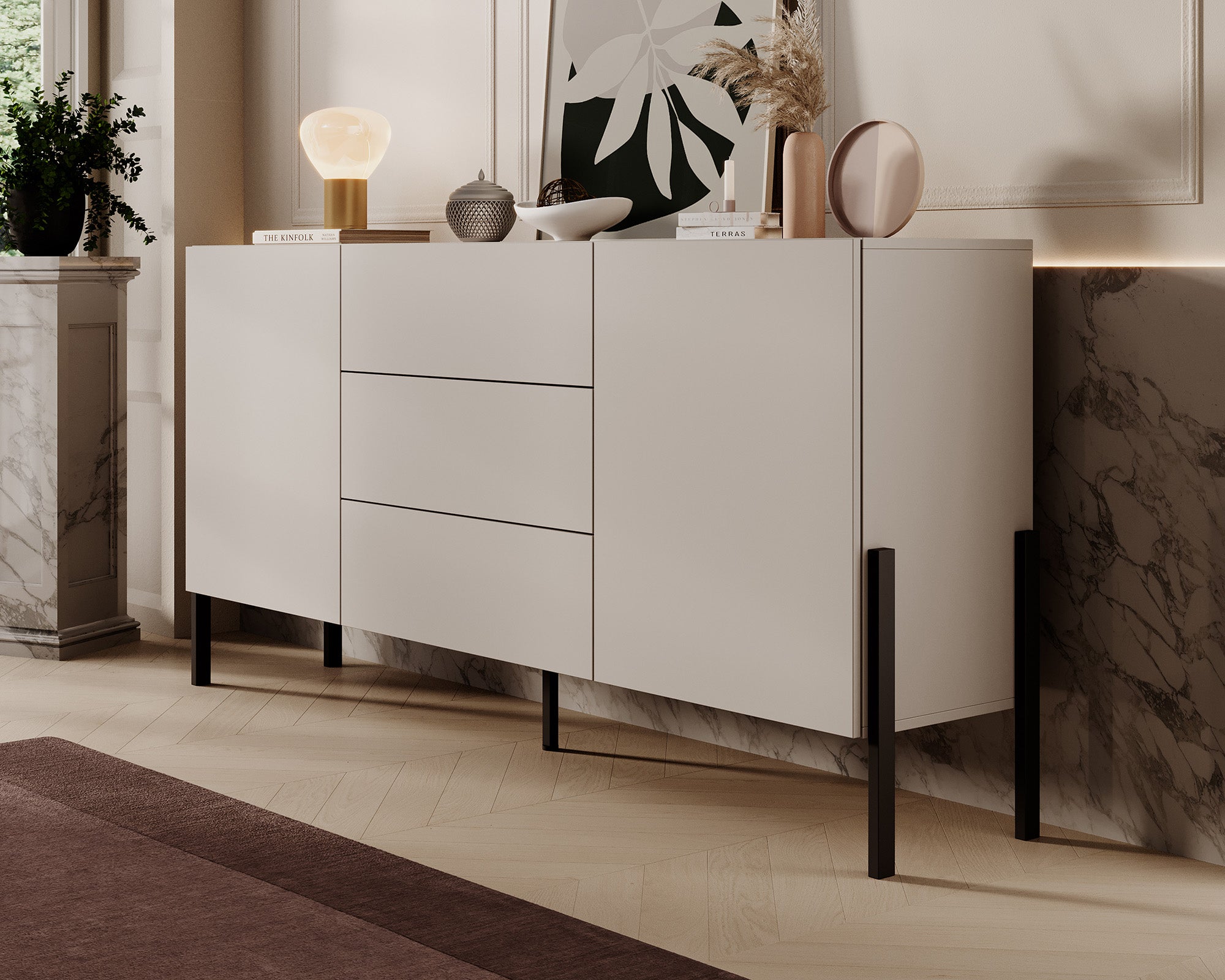 Meubella - Dressoir Jordy - Beige - 184 cm
