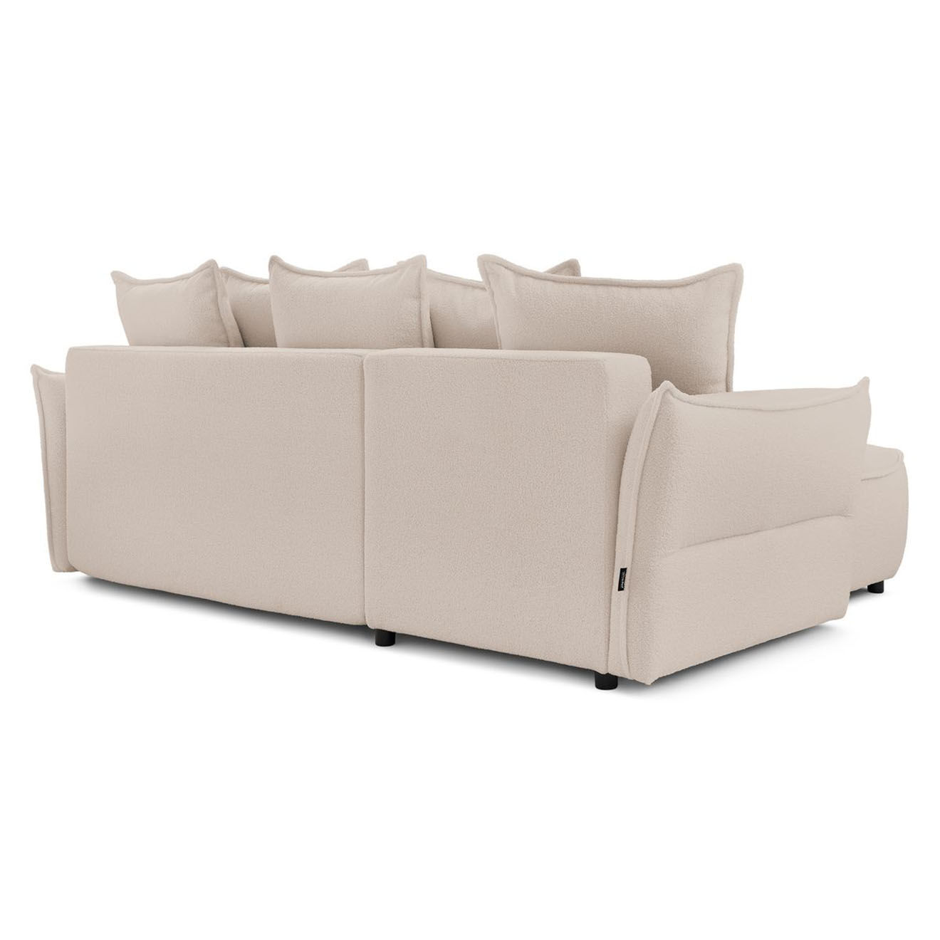 Bobochic Canapé d'angle gauche convertible bouclette Léon beige - 242x158x90 cm
