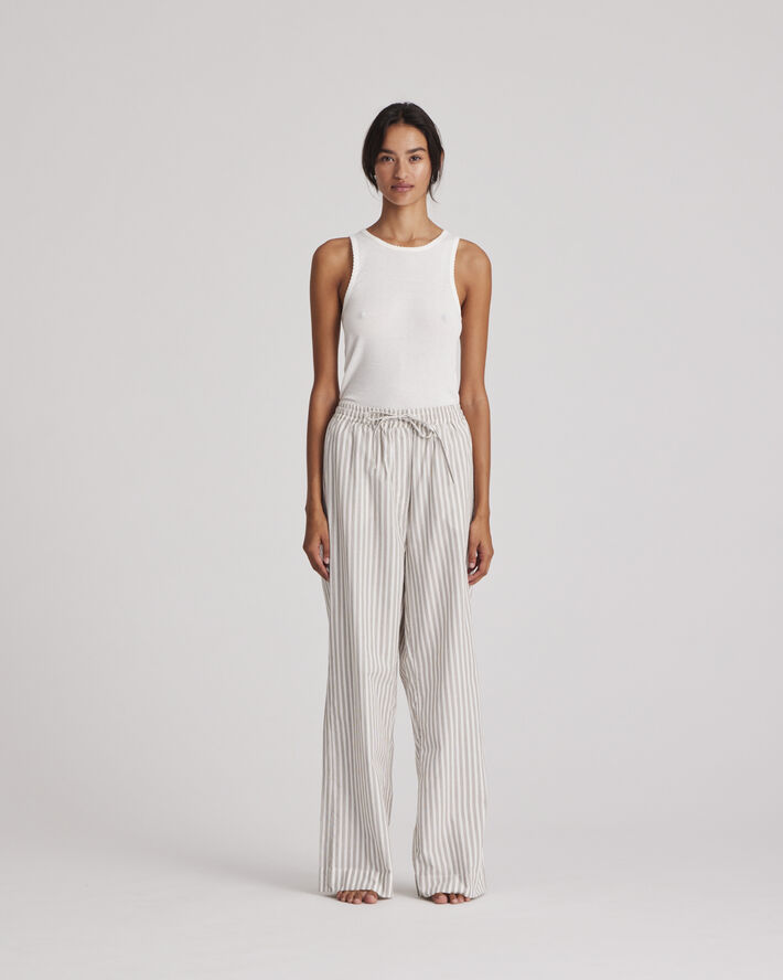 Gai&Lisva Thilde Pant Yarn dyed GOTS 243975 White/ kangaroo