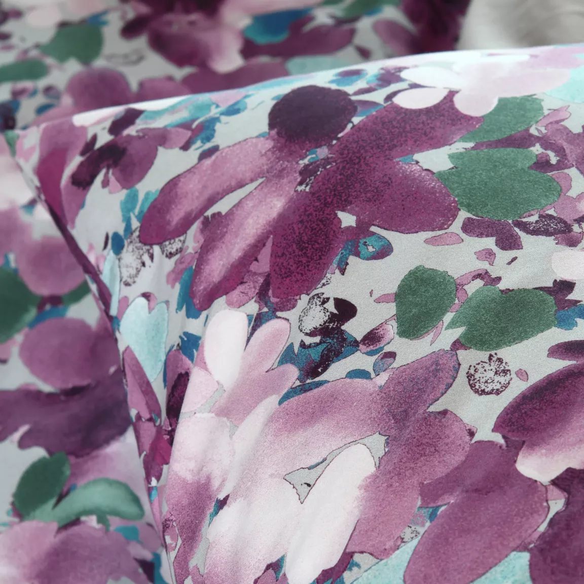 Taie d'oreiller carrée percale de coton (63 x 63 cm) Pervenche Violet parme