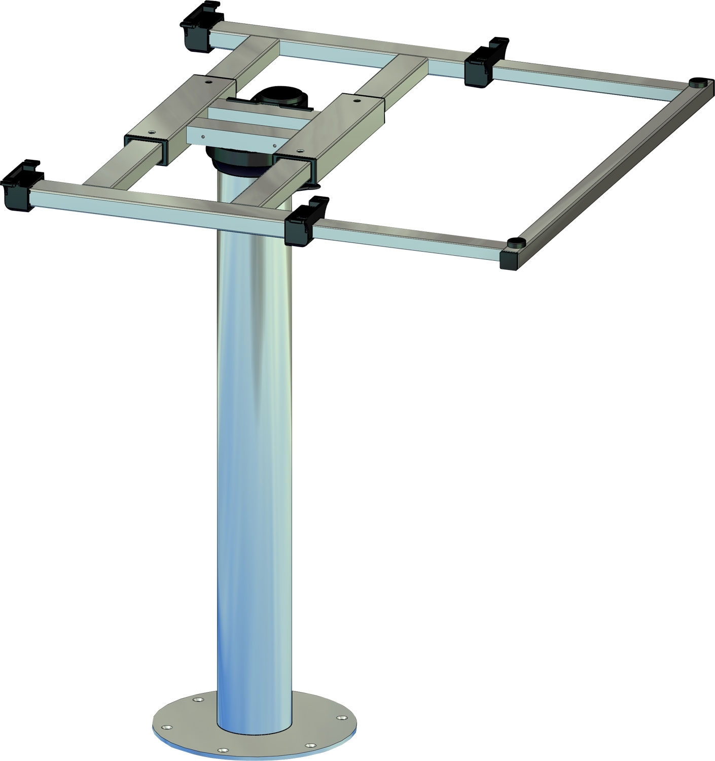 Tischsäule mit Verdrehung und Verschiebung H700mm Alu
