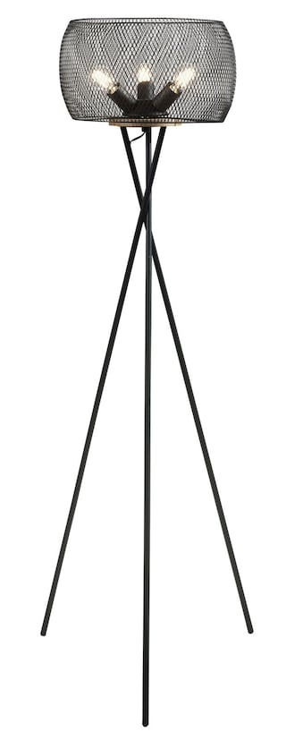 casaNOVA Retrofit Stehlampe RESI 3-flg schwarz /Holz
