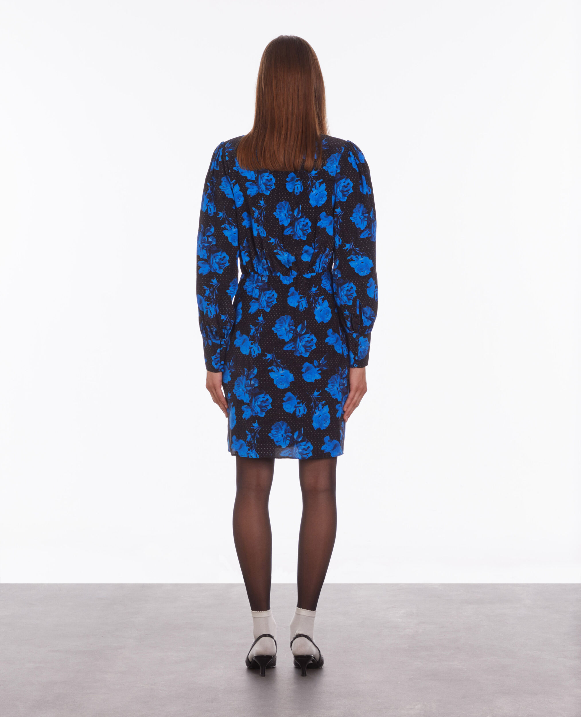 Robe portefeuille courte imprimée en soie