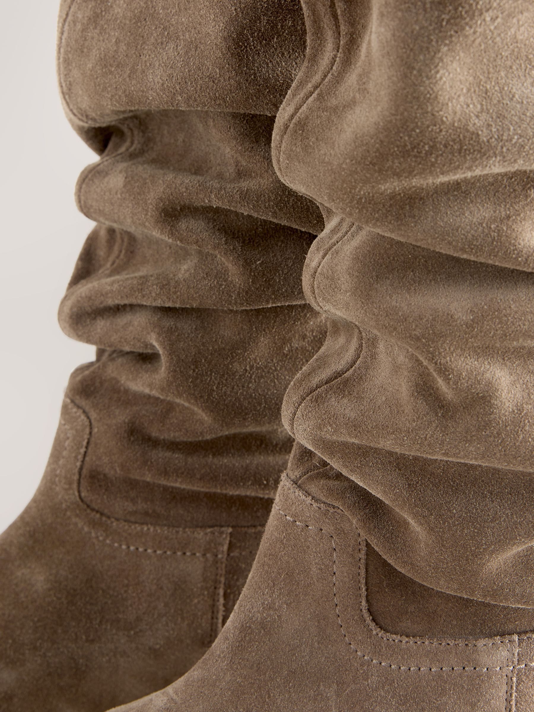 Mink-bruin suède - Signature Premium leren kniehoge slouch Boots