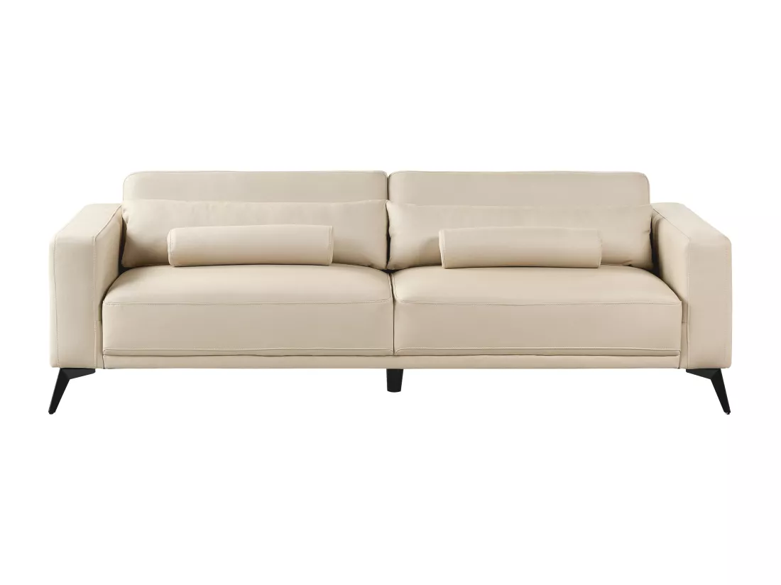Canapé 3 places en cuir PU beige ANGE
