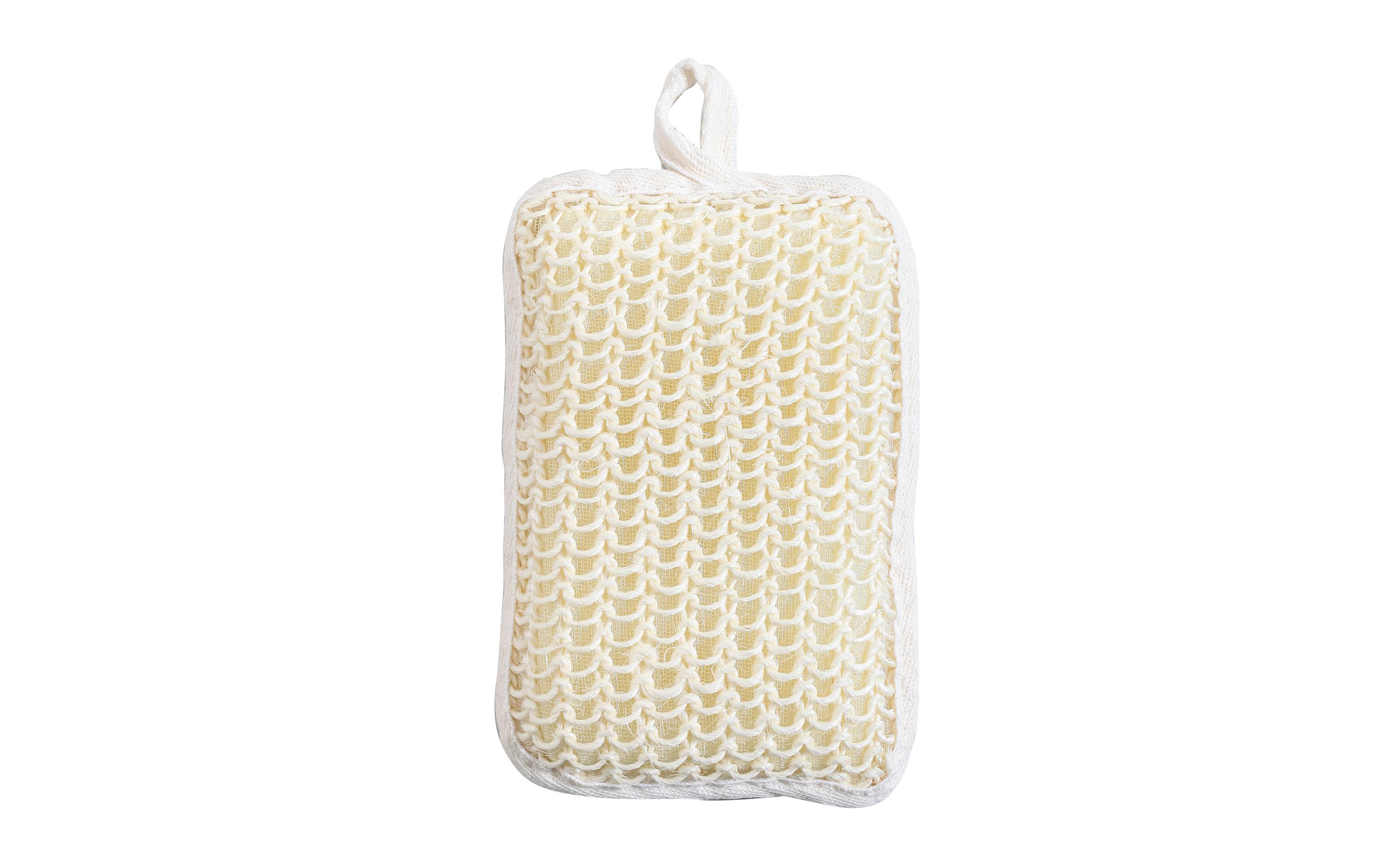 Peelingschwamm aus Sisal 18.5 x 10.5 cm, WeissBadeschwamm