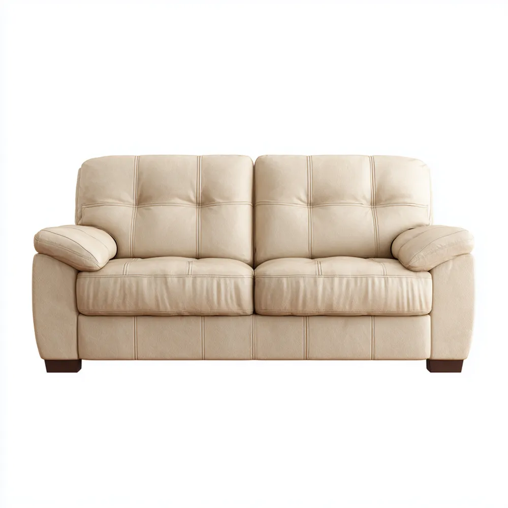 2-Sitzer-Sofa Leder 140x90x85 cm – Creme – Klassisches Design