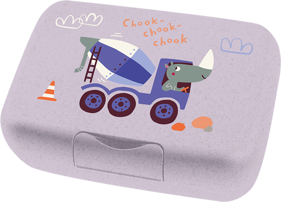 Koziol Candy L Box Lunchbox / Brotdose mit Trennschale organic grey trucks