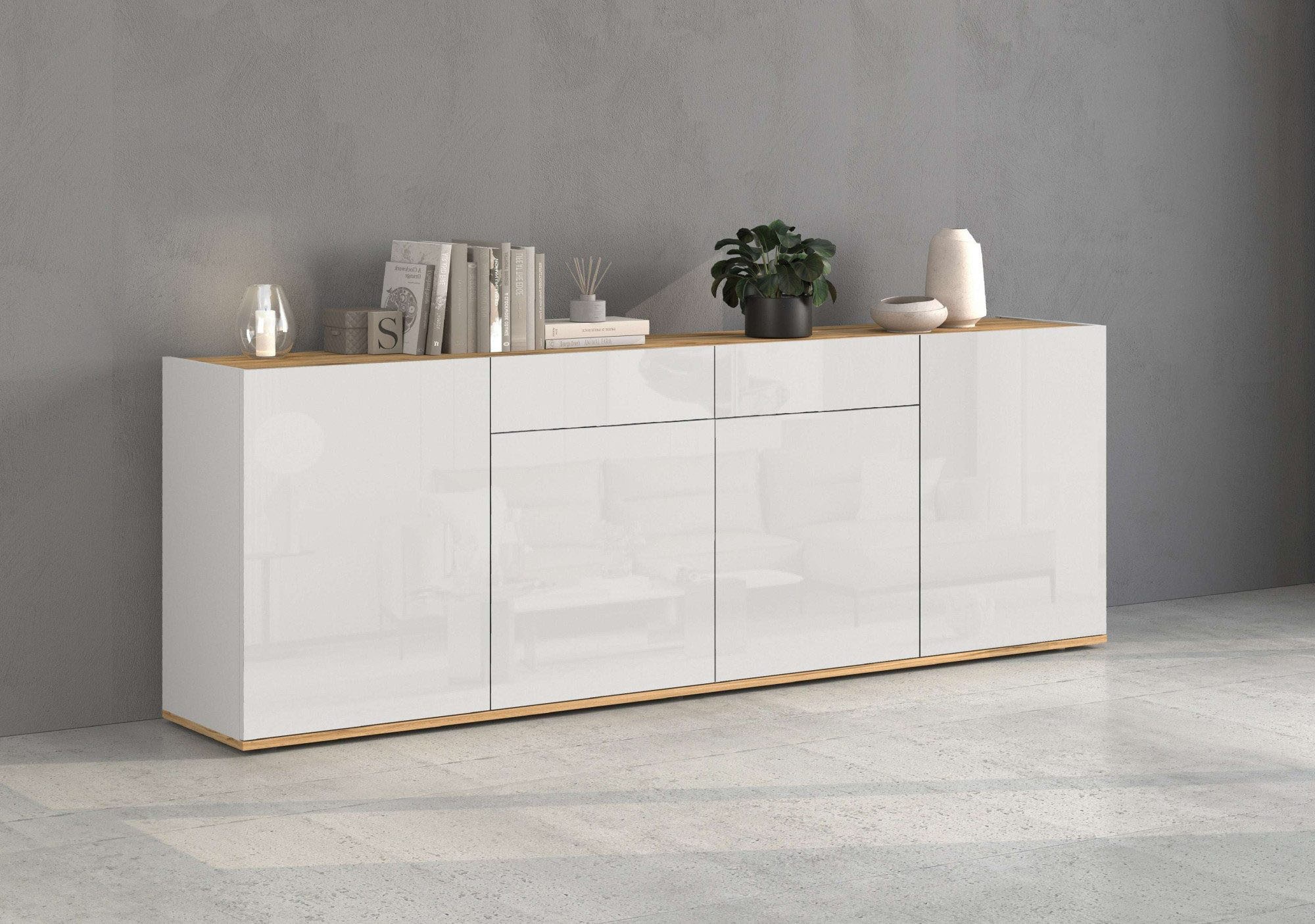 INOSIGN Sideboard »GARDA, Kommode, Schrank, untere Türen mit Push-to-Open, Made in Italy« 1 Stk. tlg. 4 Türen, 2 Schubladen, grifflos Breite 200 cm