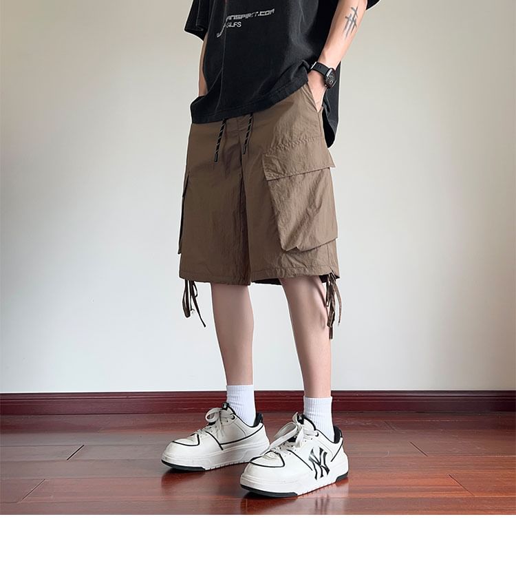 Breeson - Hoge taille, effen, wijde cargoshorts