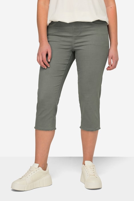 Caprihose, Jeggings, Fransensaum, Elastikbund, mit recycelten Materialien