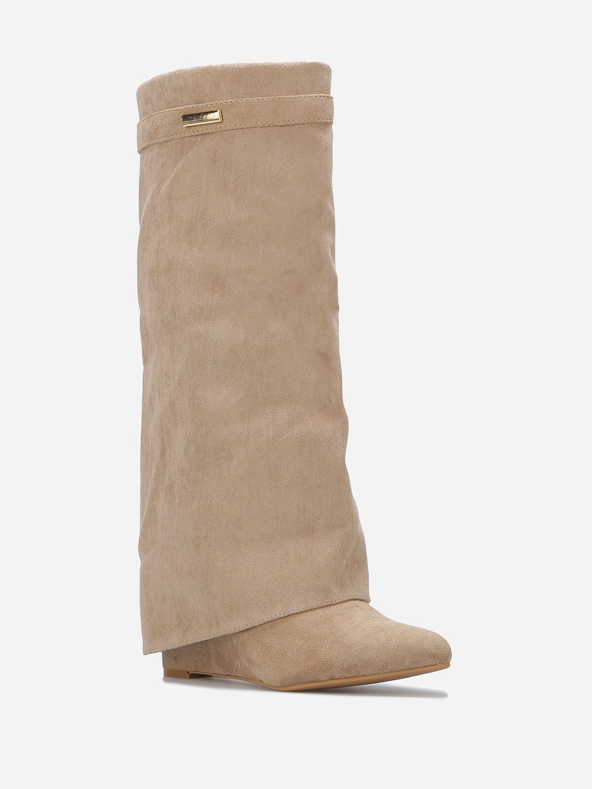 Bottes compensées à rabats- Taupe