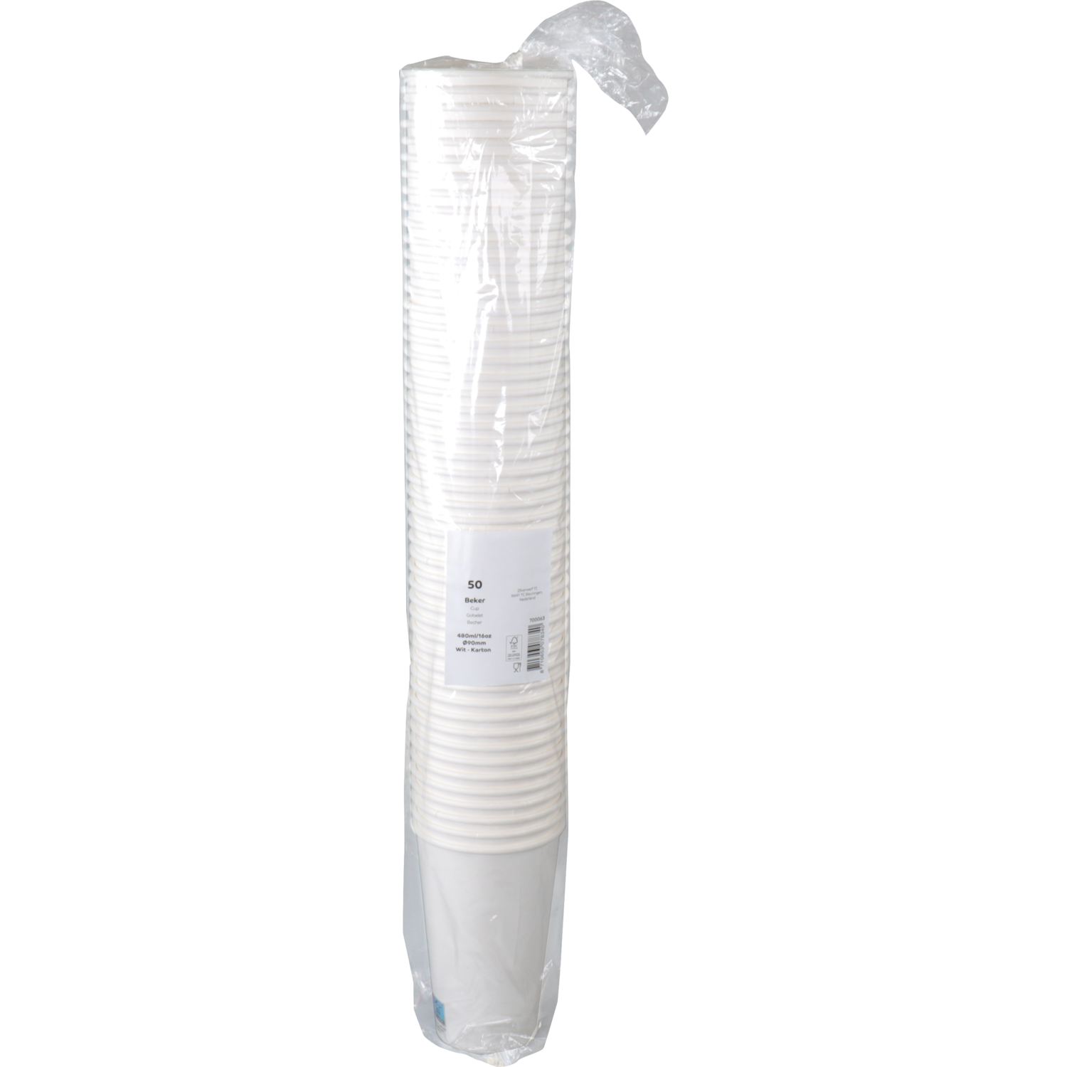 Koffiebeker, Karton + PE, 480ml, 16oz, 135mm, wit