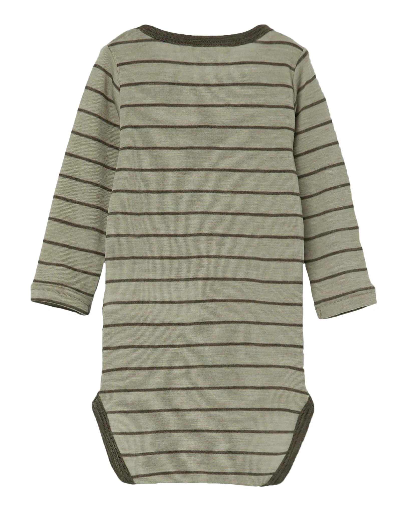 Langarm-Body NBMWANG WOOL gestreift in silver sage