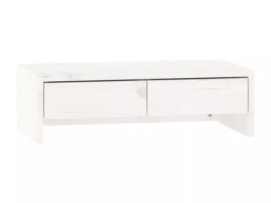 Support de moniteur Blanc 50x27x15 cm Bois de pin solide