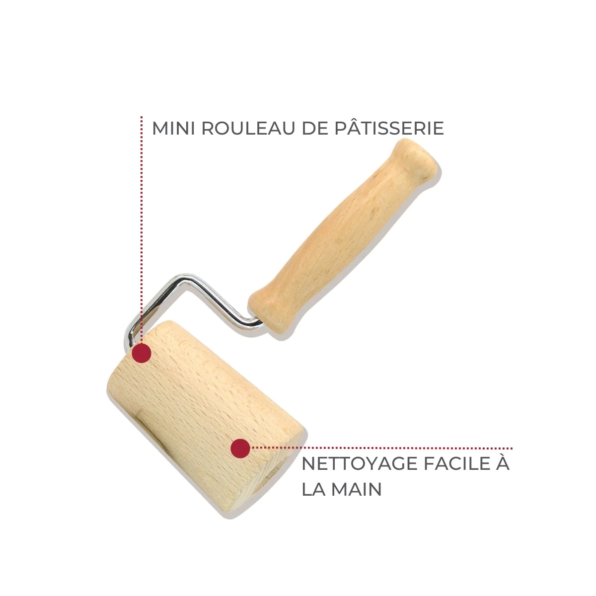 Mini rouleau à pâtisserie en bois Boissellerie Fackelmann