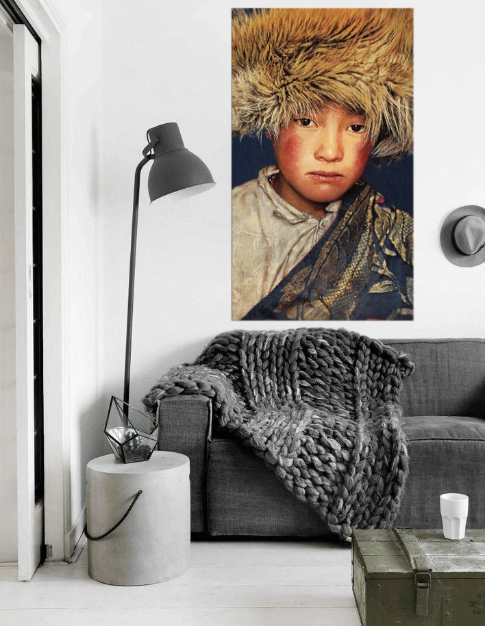 Geweven wandpaneel Tibetan Boy 100 x 155 cm