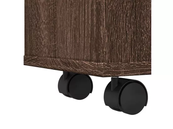 Meuble étroit de salle de bain à roulettes chêne marron