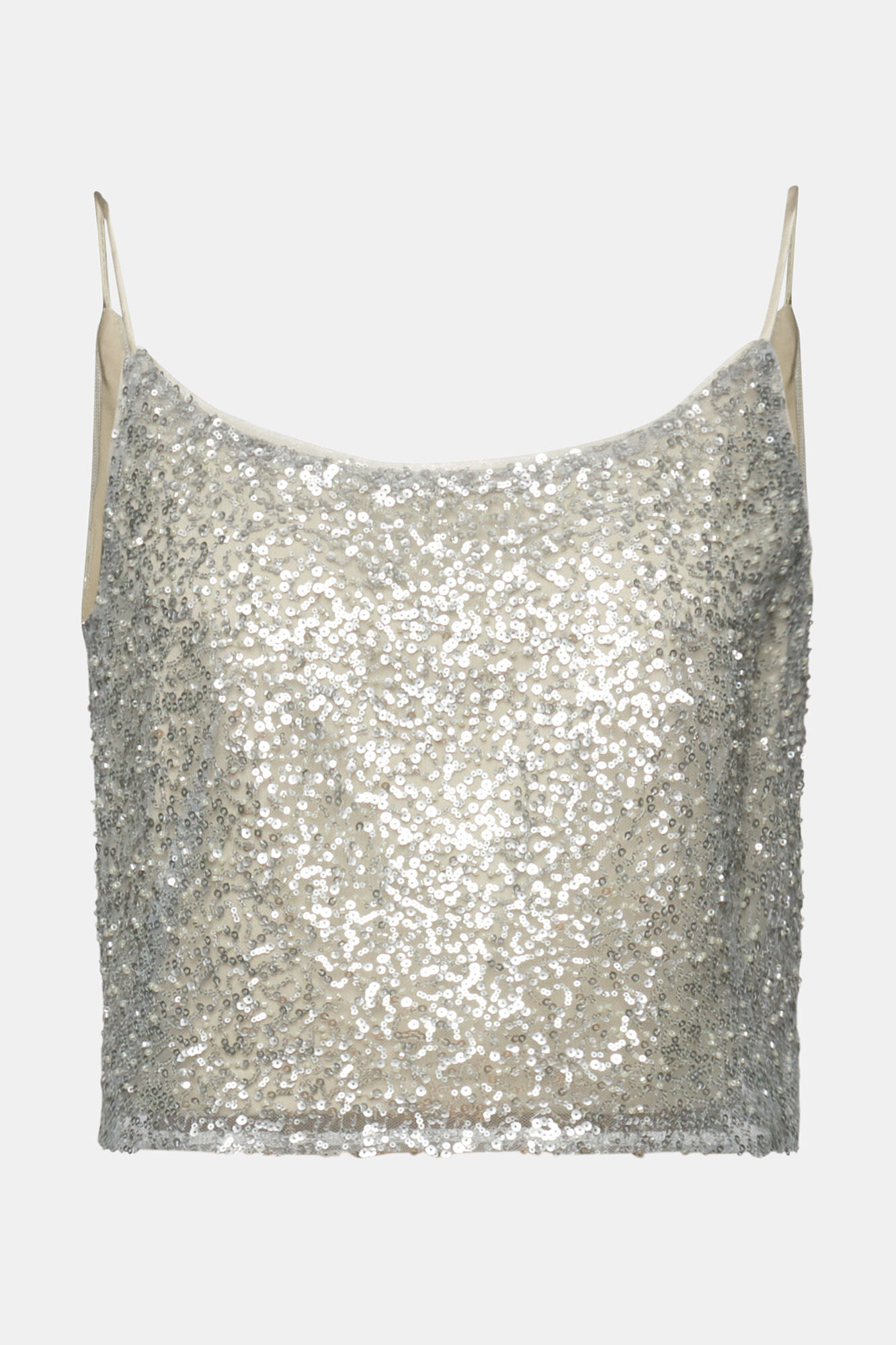 Top cropped Lentejuelas tirantes - Cáqui