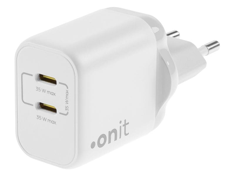 onit USB-Wandladegerät Dual 2C 35 W GaN Weiss Ladeadapter mit zwei USB-C-Ports